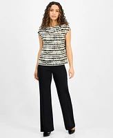 Anne Klein Petite Printed Extended-Shoulder Top