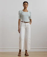 Lauren Ralph Women's Striped Cotton Jersey Puff-Sleeve Tee