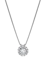 Diamond Halo Pendant Necklace (1/2 ct. t.w.) in 14k White Gold