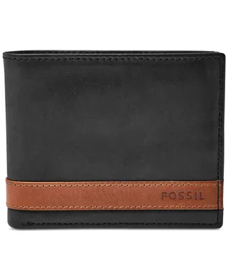 Men's Fossil Quinn Bifold With Flip Id Leather Wallet