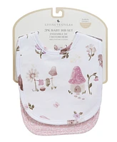 Living Textiles Baby Girls 2-Pack Mushroom House Collection Bib