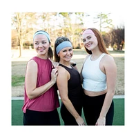 Women's Pack of Wide Training Headbands - Blue + Grey + Pink