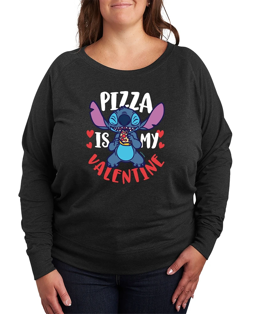 Hybrid Apparel Plus Stitch Pizza Is My Valentine Crew Neck T-Shirt