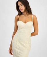 Guess Women's Serene Floral-Lace Corset-Laced Dress