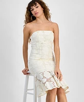 Guess Women's Maisy Lace Strapless Midi Dress