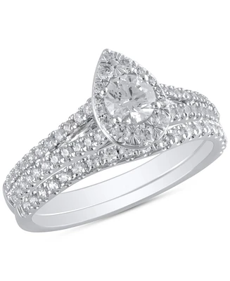 Diamond Teardrop Halo Bridal Set (1 ct. t.w.) in 14k White Gold