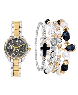 Jessica Carlyle Women's Shiny Two Tone Metal Alloy Analog Watch 34mm