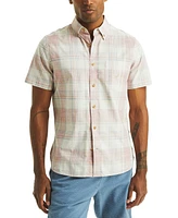 Nautica Men's Short Sleeve Button-Down Plaid Oxford Shirt