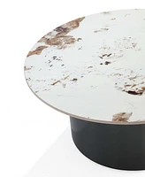Manhattan Comfort 31.49" Alondra Modern Round Sintered Stone Top Coffee Table