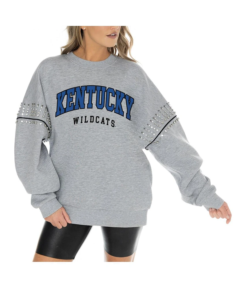 Gameday Couture Women's Heather Gray Kentucky Wildcats Competitive Edge Oversized Fleece Pullover Sweatshirt