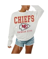 Gameday Couture Women's White Kansas City Chiefs Sunday Drives Oversized Crewneck Pullover Sweatshirt