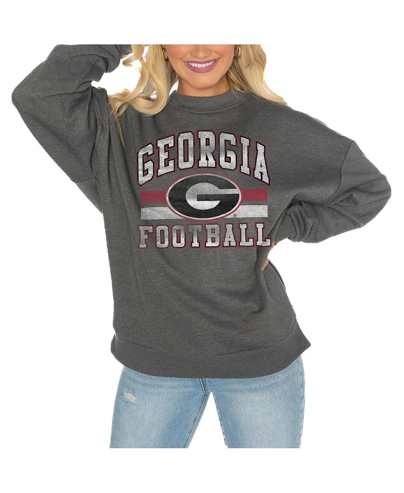 Gameday Couture Women's Charcoal Georgia Bulldogs Good Vibes Premium Fleece Drop Shoulder Pullover Sweatshirt