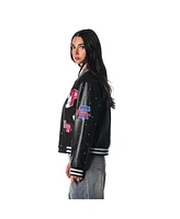 The Wild Collective Women's Black Philadelphia Phillies Full-Snap Varsity Jacket