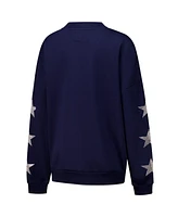 Gameday Couture Women's Navy Denver Broncos Rhinestone Star Sleeve Settle the Score Tri-Blend Pullover