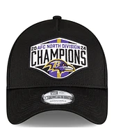 New Era Men's Black Baltimore Ravens 2024 Afc North Division Champions Locker Room 9FORTY Adjustable Hat