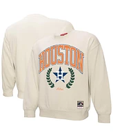 Mitchell & Ness Women's Cream Houston Astros Cooperstown Collection Laurel Crew Pullover Sweatshirt