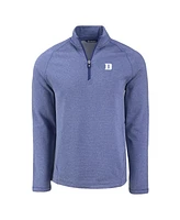 Cutter & Buck Men's Heather Blue Duke Blue Devils Peshastin Eco Fleece Quarter-Zip Top