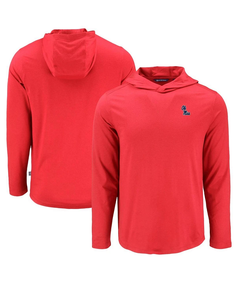 Cutter & Buck Men's Red Ole Miss Rebels Coastline Epic Comfort Eco Long Sleeve Hoodie T-Shirt