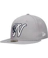 New Era Men's Gray York Yankees Duo Logo 2.0 59FIFTY Fitted Hat