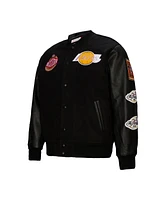 Mitchell & Ness Men's Black Los Angeles Lakers Hardwood Classics Blackout Collection Full-Snap Varsity Jacket