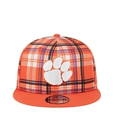 New Era Men's Orange Clemson Tigers Plaid 9FIFTY Snapback Hat