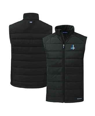 Cutter & Buck Men's Black Detroit Lions Throwback Evoke Hybrid Eco Softshell Full-Zip Vest