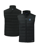 Cutter Buck Men's Black Detroit Lions Throwback Evoke Hybrid Eco Softshell Full-Zip Vest