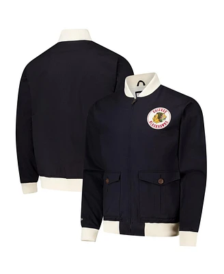 Mitchell & Ness Men's Black Chicago Blackhawks Vintage Coaches Cotton Twill Full-Zip Jacket