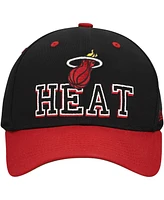 Mitchell & Ness Men's Black/Red Miami Heat Backside Script Two-Tone Pro Crown Adjustable Hat