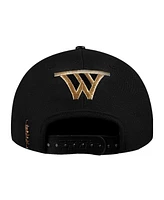 Pro Standard Men's Black/Golden State Warriors Metallic Logo Pinch Front Adjustable Hat