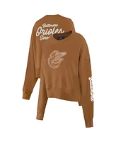 Pro Standard Women's Brown Baltimore Orioles Paint The City Pullover Cropped Sweatshirt