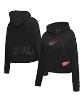 Pro Standard Women's Black Detroit Red Wings Jewels Cropped Pullover Hoodie