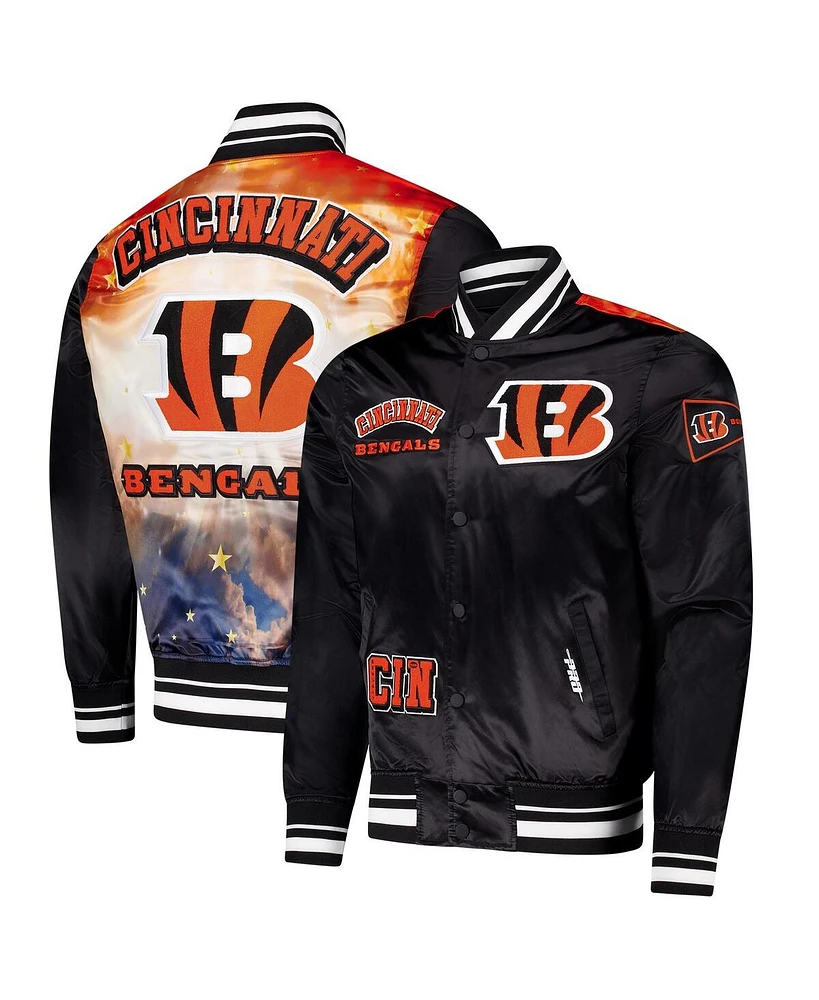 Pro Standard Men's Black Cincinnati Bengals Sublimated Satin Full-Snap Jacket