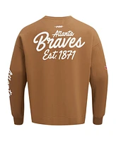 Pro Standard Men's Brown Atlanta Braves Paint The City Dropped Shoulder Pullover Sweatshirt