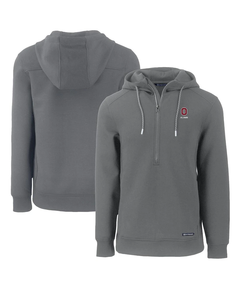 Cutter & Buck Men's Gray Ohio State Buckeyes Alumni Logo Roam Half-Zip Pullover Hoodie