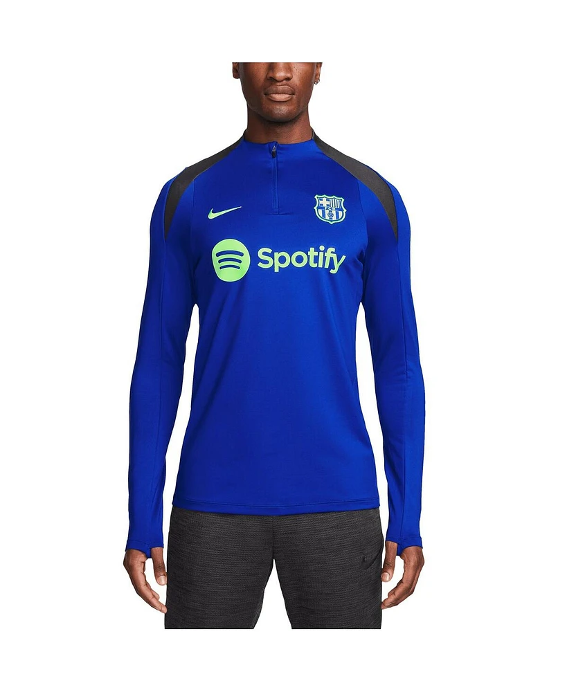 Nike Men's Royal Barcelona 2024/25 Strike Drill Performance Quarter-Zip Pullover Top