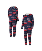 Concepts Sport Men's Navy New England Patriots Roadway All Over Microfleece Full-Zip Union Suit