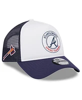 New Era Men's White/Navy Atlanta Braves Spring Training Circle Foam A-Frame 9FORTY Trucker Adjustable Hat