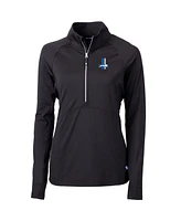 Cutter & Buck Women's Black Detroit Lions Throwback Logo Adapt Knit Stretch Half-Zip Pullover Top