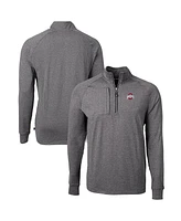 Cutter & Buck Men's Heather Black Ohio State Buckeyes Big Tall Adapt Knit Quarter-Zip Pullover Top