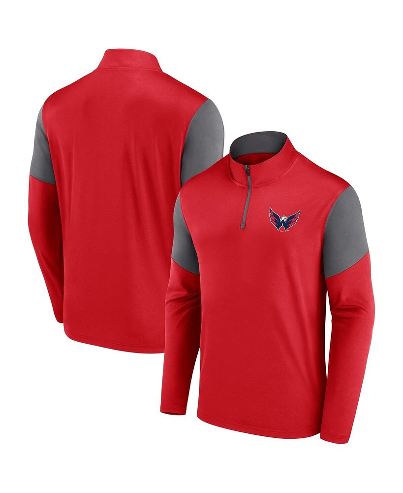 Fanatics Men's Red Washington Capitals Logo Quarter-Zip Top