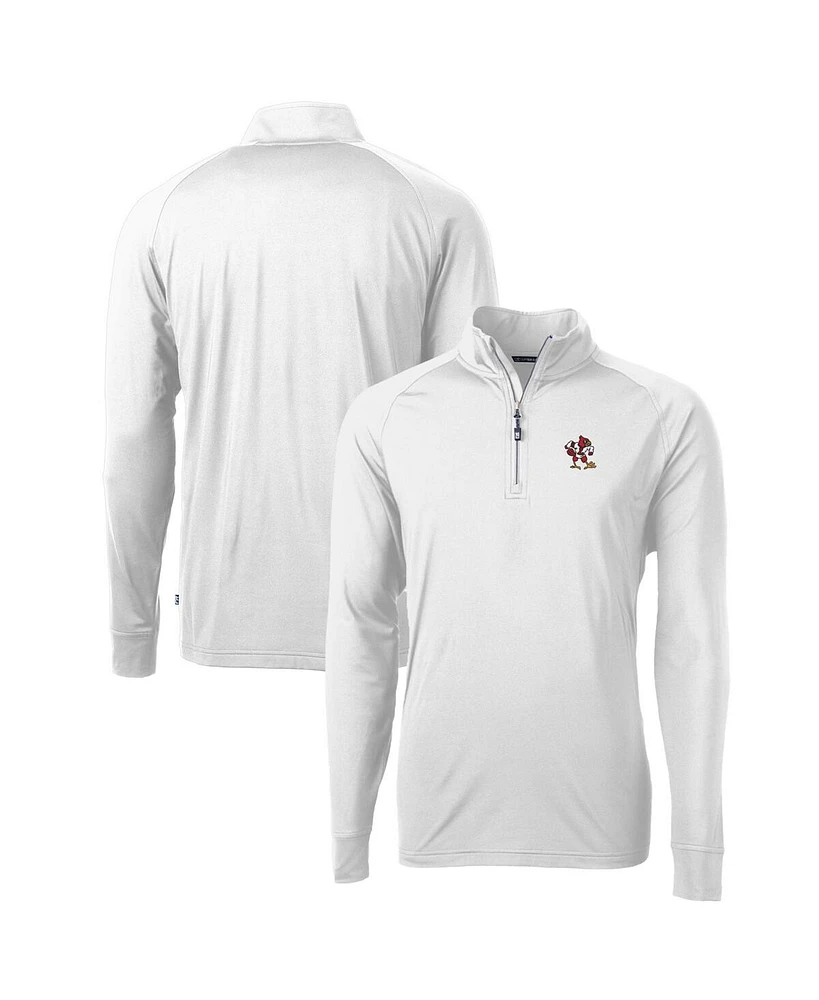 Cutter & Buck Men's White Louisville Cardinals Adapt Knit Stretch Quarter-Zip Pullover Top