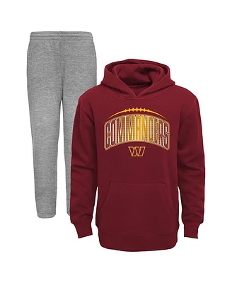 Outerstuff Toddler Burgundy/Heathered Gray Washington Commanders Double-Up Pullover Hoodie Pants Set