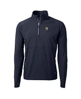 Cutter & Buck Men's Navy Midshipmen Adapt Knit Hybrid Quarter-Zip Pullover Top