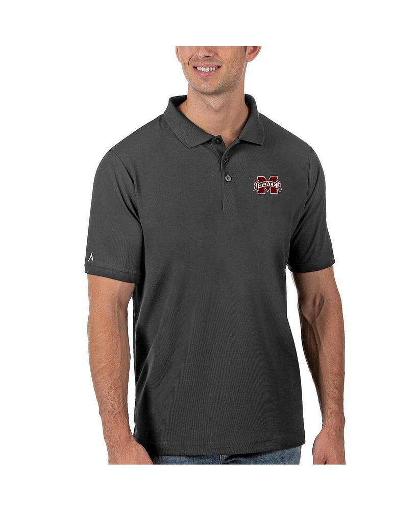 Antigua Men's Anthracite Mississippi State Bulldogs Legacy Pique Polo