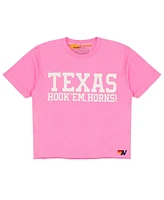 Aviator Nation Women's Pink Texas Longhorns Bolt Cropped Tri-Blend T-Shirt