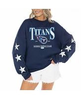 Gameday Couture Women's Navy Tennessee Titans Rhinestone Star Sleeve Settle the Score Tri-Blend Pullover