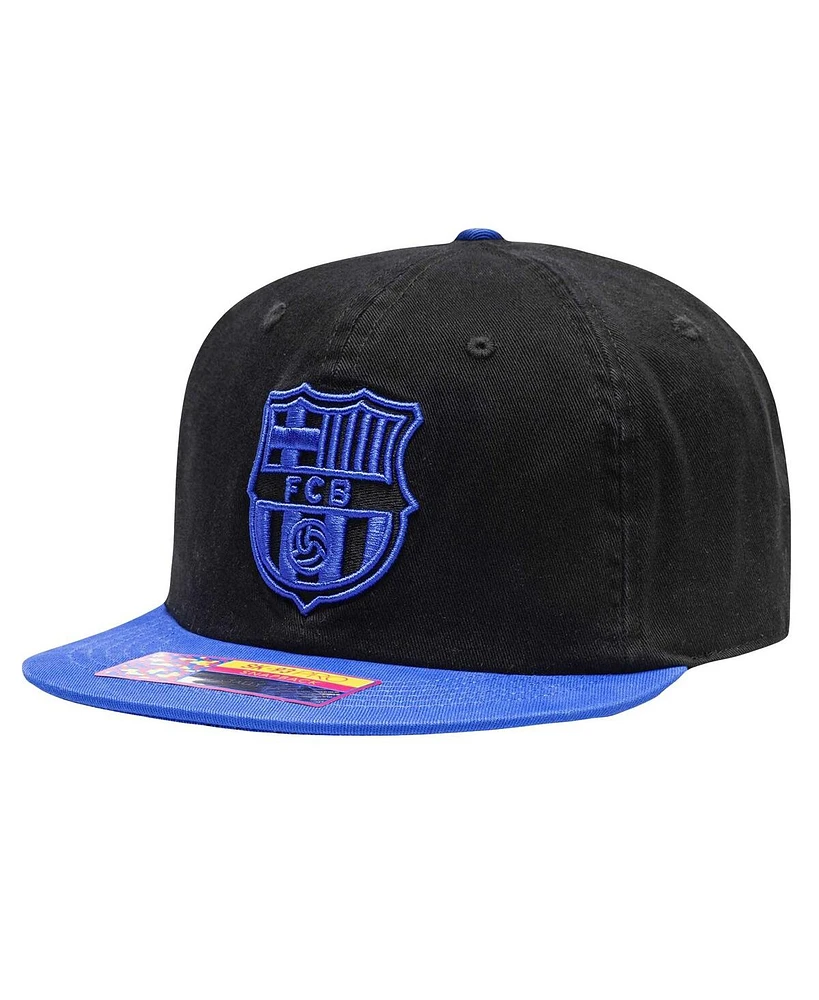 Fan Ink Men's Black/Blue Barcelona Wander Snapback Hat