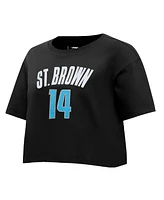 Pro Standard Women's Amon-Ra St. Brown Black Detroit Lions Player Name Number Cropped Boxy T-Shirt