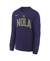 Nike Big Boys and Girls Purple New Orleans Pelicans 2024/25 City Edition Wordmark Performance Long Sleeve T-Shirt